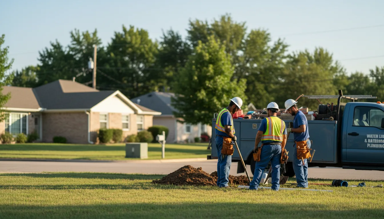 Residential water line and bathroom plumbing service in Terral, OK